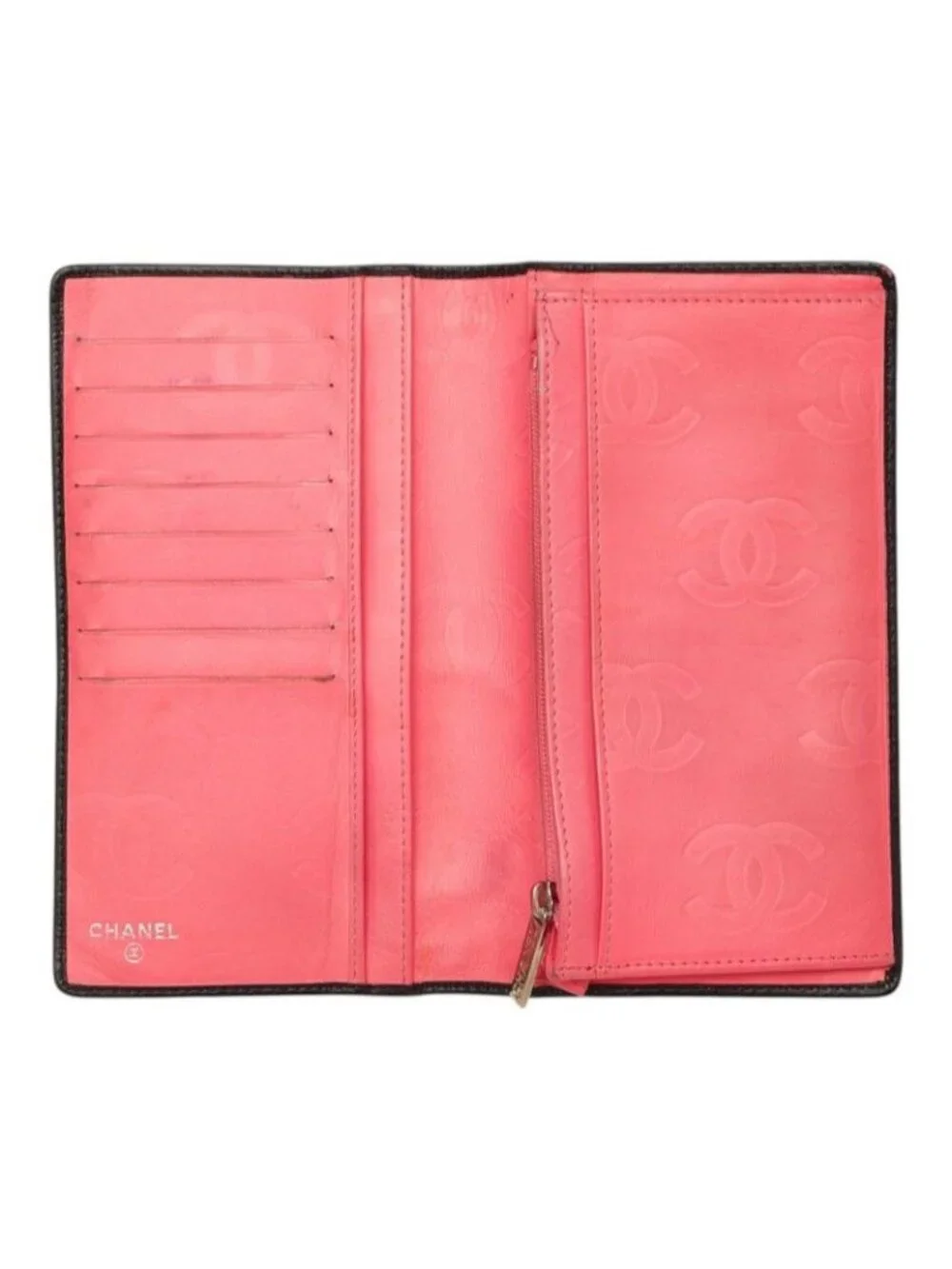 Chanel CC Logo Cambon Line Wallet Black Leather